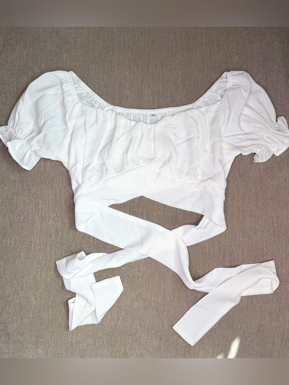 White Off-Shoulder Crop Top